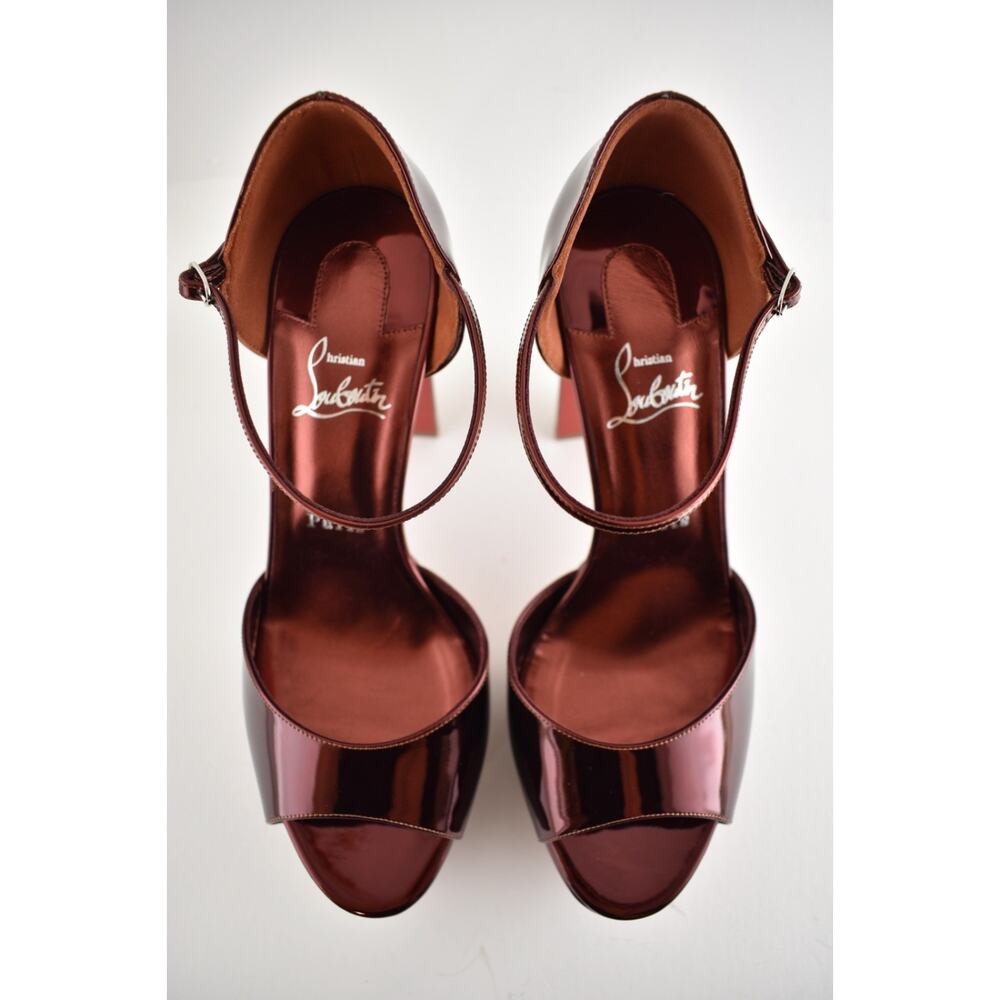 Christian Louboutin Sandaloo 130 Palio Red Platform Block Heel Sandal Pump 40 - Picture 10 of 16